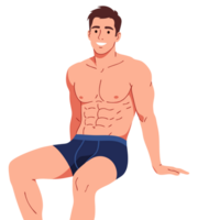 Fit and Muscular Man Sitting Confidently, Showcasing Impressive Abs, Radiating Health and Attractiveness in a Casual Pose png