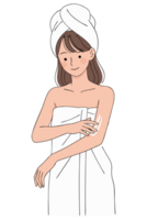 A Woman Applying Lotion in a Skincare Routine for Self-Care and Freshness with a Spa-Like Atmosphere and Emphasis on Relaxation and Wellness png