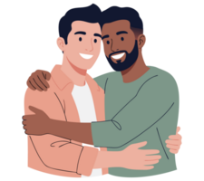 Two Diverse Men Embracing Each Other in a Happy and Supportive Moment of Togetherness and Friendship Representing Love and Acceptance png