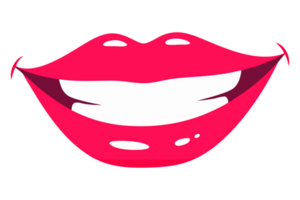Vibrant Smiling Lips Illustrating Joyful Emotion and Positive Vibes in a Stunning Red Color Palette png