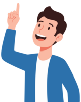 Smiling Man Pointing Upward with Inspiration and Solutions, Representing Positive Concepts and Creativity in a Happy Context png
