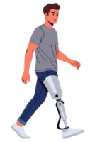 Innovative Man Walking with Bionic Prosthetic Leg Symbolizing Technology and Rehabilitation Progress in Modern Medicine png