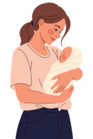Heartwarming Moment of Mother Holding Newborn Baby with Love and Care in Family Environment, Showcasing Tenderness and Connection Between Parent and Child png