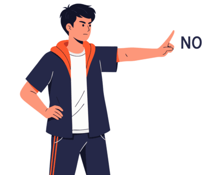 Man Expressing Firm Refusal with Gesture and Emphasis on Boundary in a Conceptual Representation of Disagreement png