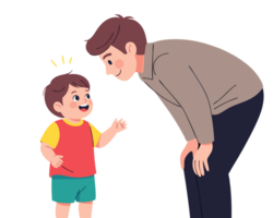 Heartwarming Interaction Between Father and Son, Illustrating Communication, Bonding, and Family Moments in Childhood png