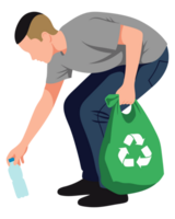 Man Collecting Plastic Waste for Environmental Protection in an Effort to Promote Sustainable Practices and Raise Awareness about Pollution png