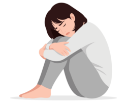 Emotional Isolation A Woman in Contemplation Reflecting Feelings of Loneliness, Grief, and Despair While Sitting in a Comfortable Pose png
