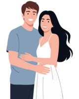 Happy Couple Embracing in Love and Togetherness Showcasing Connection, Joy, and Partnership in a Bright and Cheerful Illustration png