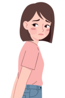 Young Woman Looking Down, Displaying Feelings of Sadness and Depression in a Conceptual Illustration of Emotions and Mental Health Challenges png
