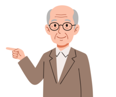 Cheerful Elderly Man Offering Guidance and Direction with a Smile, Perfect for Family or Community Support Themes png