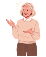 Happy Elderly Woman Sharing Wisdom and Experience in Retirement, Embracing Aging with Joy and Positivity for Personal Growth and Community Connection png