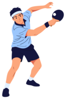 Energetic Male Tennis Player in Action Swinging a Racket During a Competitive Sports Game Featuring Athletic Skills and Dynamic Movements png