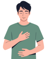 Man Practicing Deep Breathing Techniques for Relaxation and Mindfulness to Achieve Calmness and Enhance Well-Being in a Peaceful Setting png
