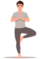 Man Practicing Tree Pose for Meditation and Wellness in a Calm Environment Promoting Balance and Mindfulness for a Healthier Lifestyle png
