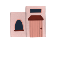 Cute Cartoon House with Door and Windows Illustration png