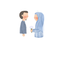 Muslim Wedding Couple Bride Holding Flowers png