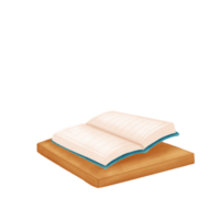 Cute Open Notebook on Wooden Surface Watercolor Clipart png