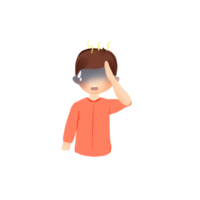 Boy with Headache or Dizziness Flat Cartoon Illustration png