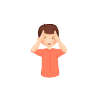 Flat Cartoon of Boy with Headache or Migraine Symptom png