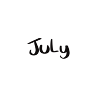 Bold 'July' Lettering Black Typography in Modern Separated Style png