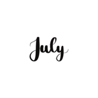 Handwritten July Lettering Calligraphy Word Illustration for Calendar and Summer Theme png