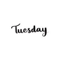 Handwritten Tuesday Lettering Calligraphy Word Illustration for Calendar and Weekday Theme png