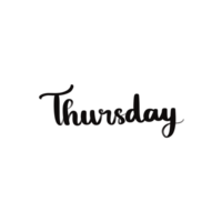 Handwritten Thursday Lettering Calligraphy Word Illustration for Calendar and Weekday Design png