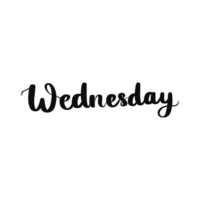 Handwritten Wednesday Lettering Calligraphy Word Illustration for Calendar and Midweek Theme png