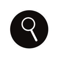 Search Icon Illustration Simple Hand-Drawn Magnifying Glass for Web and App Interface inside black circle png