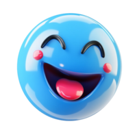 Blue emoji face with a wide open mouth and a cheerful expression conveying happiness joy and excitement in a fun way png