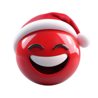 Red emoji face wearing a Santa hat with a cheerful expression spreading holiday joy and happiness png
