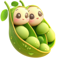 Two green peas in a pod on white background display view png