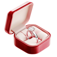 Open red jewelry box with a ring on display png