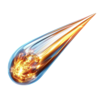 Bright orange comet or asteroid with a fiery tail png