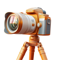 Vintage style camera on a tripod with a white background png