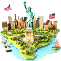 Miniature New York City scene with the Statue of Liberty png