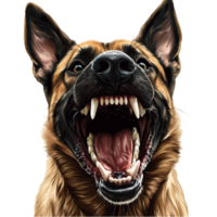 German Shepherd dog with its mouth open showing teeth png