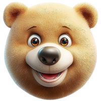 Cute smiling cartoon bear character face with happy expression png