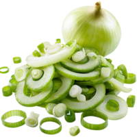Freshly sliced green onions and whole onion vegetable food ingredient png