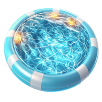 Blue inflatable swimming pool with sparkling water summer fun png