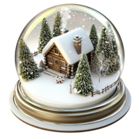 snow globe featuring cozy cabin and pine trees winter holiday scene png