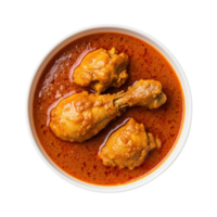 Delicious chicken curry served in a white bowl a savory indian dish isolated on transparent background png