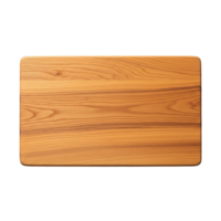 A simple rectangular wooden cutting board with visible grain and texture isolated on a clean white background png