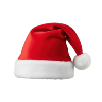 Classic red santa hat with white trim and pom pom isolated on transparent background png