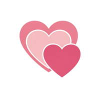 Three overlapping pink hearts in varying shades creating a layered effect isolated on transparent background png
