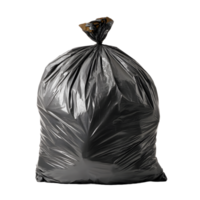 Full black garbage bag tied at the top isolated on transparent background png