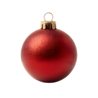 Shiny red christmas ornament with gold cap and loop isolated on transparent background png