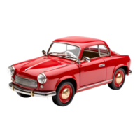 Classic red vintage coupe car with chrome accents and gold hubcaps isolated on transparent background png