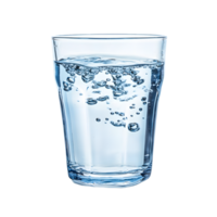 Clear glass filled with sparkling water and bubbles isolated on transparent background png