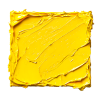 Thick yellow oil paint smear with visible texture and highlights isolated on transparent background png